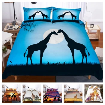 

Hot Style Bedding Set 3d Digital Giraffes Printing 2/3pcs Duvet Cover & Pillowcases Set with Zipper Closure UK/AU/US Size