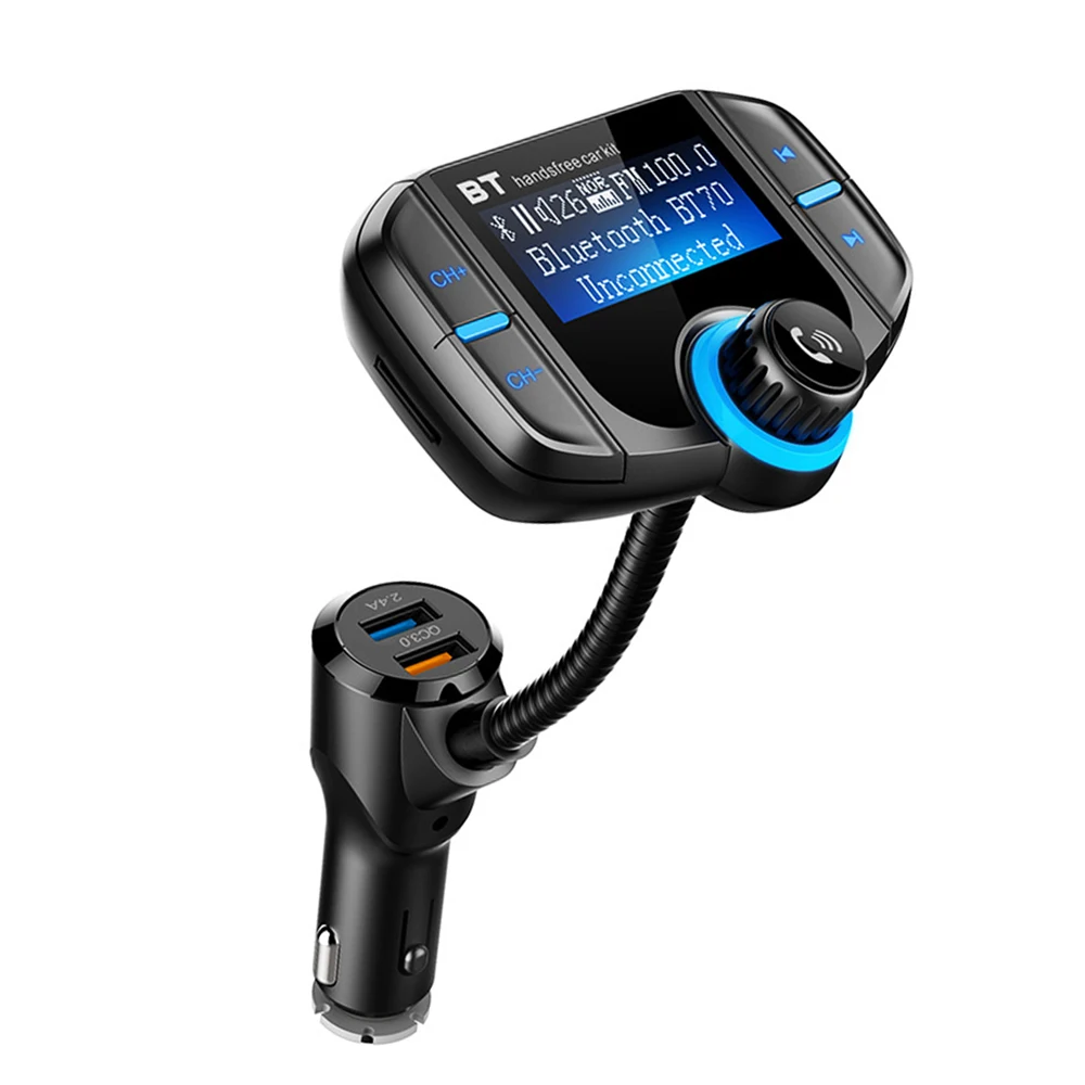 Авто черный Bluetooth fm-передатчик mp3-плеер Быстрая зарядка USB порт вольтметр