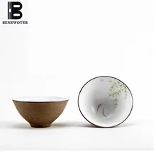 Снаружи гончарные изделия внутри фарфор)(60/80/100 мл) Цзиндэчжэнь ручная роспись лотоса Чай чашка для чая «пуэр» Чай чайная чашка китайские чайный набор кунг-фу