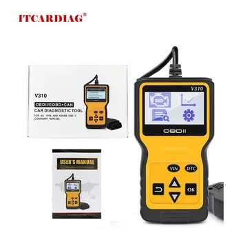 

V310 OBDII EOBD Auto Code Reader 6 Languages Automobile Diagnostic Scanner For All OBD2 OBDII Protocols Cars LCD Display