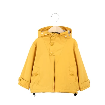 

2020 new Casual Simple thick warm yellow blue coat age for 1 - 6 yrs boy kids Hooded Button pocket outwears