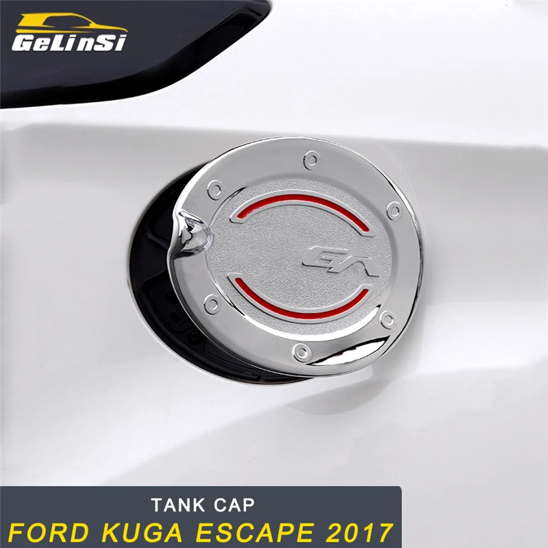 

GELINSI Car Styling Gas Fuel Tank Cap Cover Trim Frame Sticker Exterior Accessories for Ford KUGA Escape 2017 2018