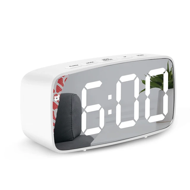Mirror/Acrylic Alarm Clock LED Digital Clock Voice Control Snooze Time Temperature Display Night Mode Reloj Despertador Digital 1