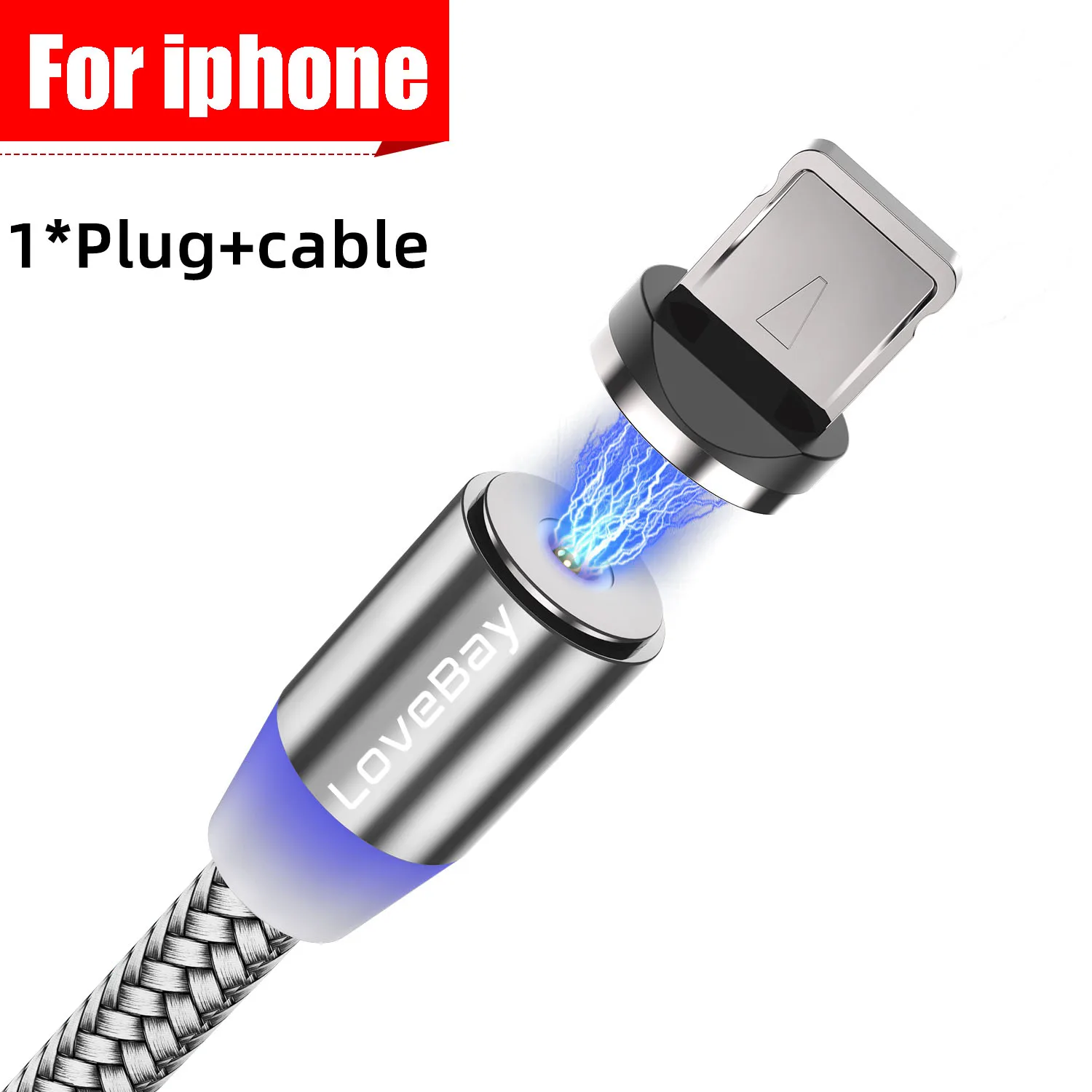 Lovebay Магнитный USB 3 м кабель для быстрой зарядки для Iphone TYPE-C Micro USB шнур Магнит Micro USB кабель для мобильного телефона USB шнур - Цвет: Gray for iphone