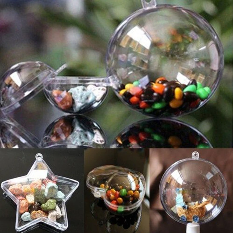 1 pc High Transparent Plastic Hollow Ball Christmas Decoration Hanging Wedding Candy Box Eternal Flower | Дом и сад