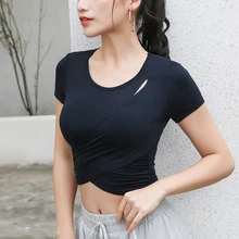 PENERAN Pro, женский топ для йоги, спортзала, сухой крой, однотонный, для фитнеса, бега, тренировки, топы для женщин, нейлон, лайкра, ткань, спортивная рубашка, Femme, черный, S