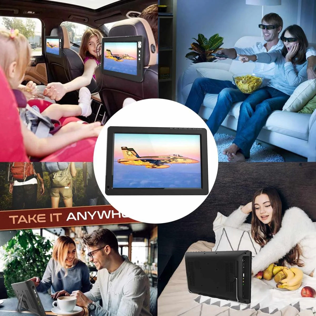  12V 18W Portatile Da 12.1 Pollici Digitale Analogico Mini TV DVB-T/DVB-T2 A LED TFT 1080P HD Auto T