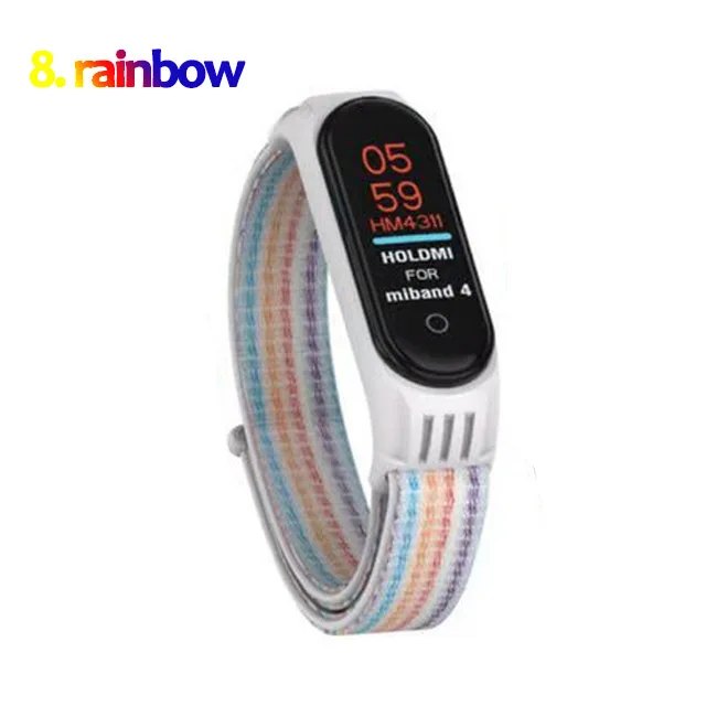 Нейлоновый ремешок для xiaomi mi band 4 ремешок браслет NFC умные часы замена xiaomi mi band 3 цветной Ремешок Браслет против потери - Цвет ремешка: 8