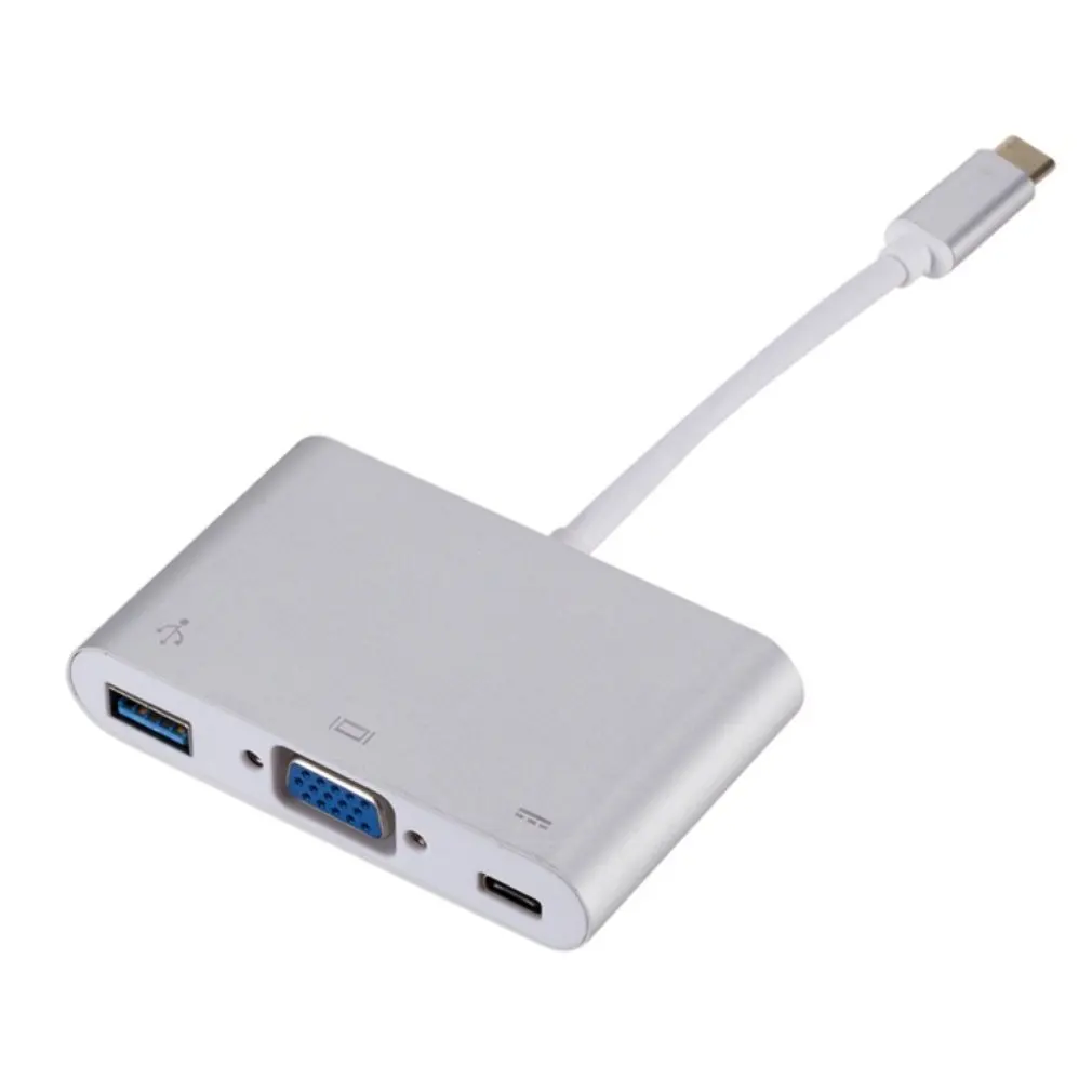 3 в 1 USB 3,1 тип-c к VGA+ концентратор+ PD видео конвертер адаптер тип-c к HDMI+ VGA Аудио кабель конвертер для Macbook Прямая поставка