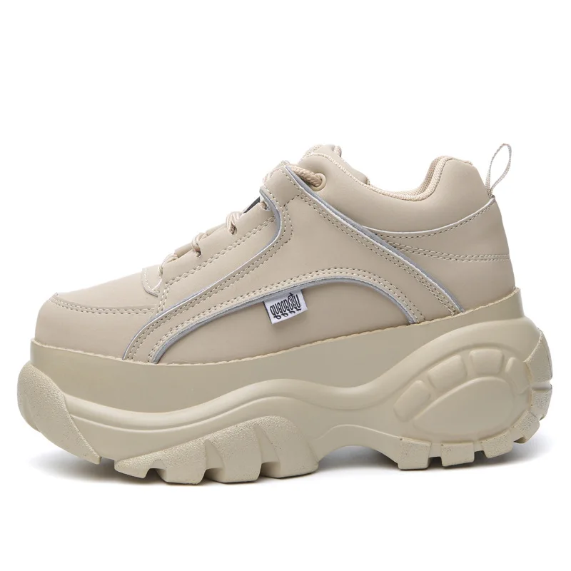 khaki sneaker Ins Harajuku модные женские туфли классические Коренастый спортивная обувь в готическом стиле, Винтаж Ретро туфли на платформе, туфли на толстой подошве в стиле «панк» на улице Стиль для девочек спортивная обувь - Цвет: khaki sneaker