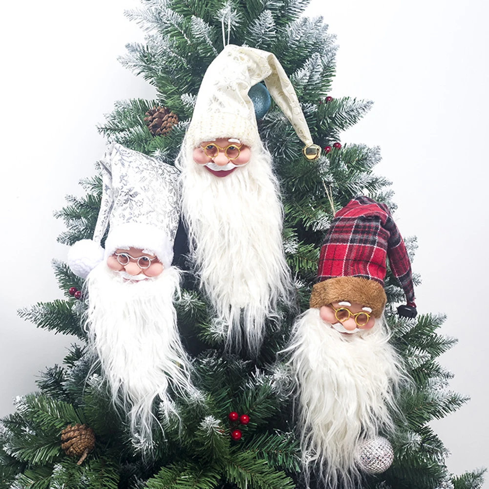 

Christmas Decorations for Home Silicone White Beard Santa Claus Head Wine Set Bottle Decoration Fabric Christmas Tree Pendant
