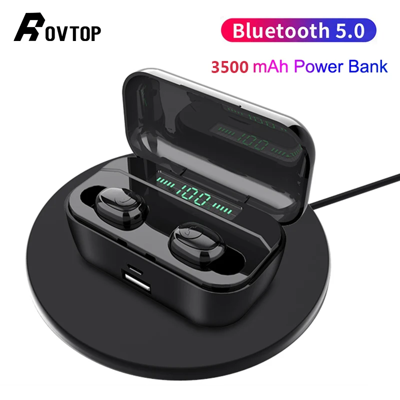 

Rovtop 3500mAh TWS Wireless Bluetooth 5.0 Earphone LED Display CVC8.0 DSP Noise Reduction Waterproof Sport Headset Earphones