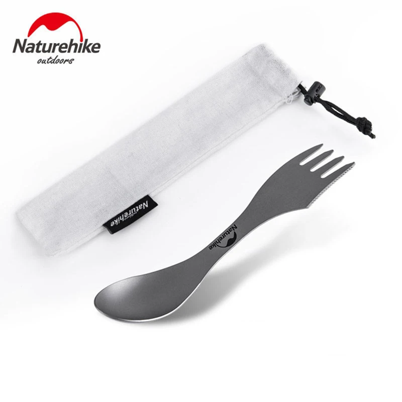 NatureHike титановая многоинструментальная вилка, нож, ложка 3 в 1 Spork сверхлегкие многофункциональные столовые приборы для кемпинга, походные столовые приборы