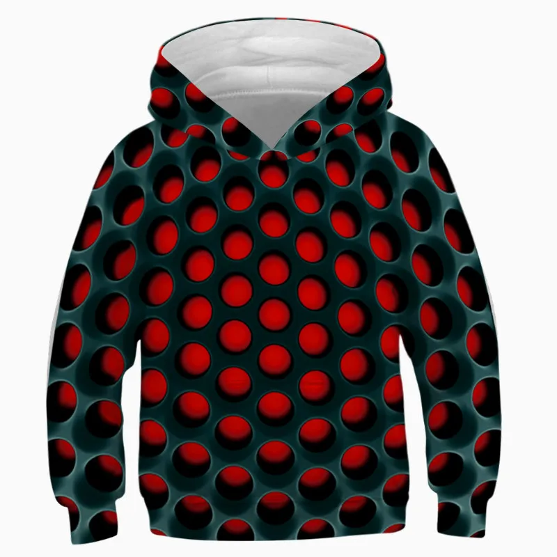 Red Новая верхняя одежда с капюшоном для мальчиков и девочек с 3D принтом детская куртка пальто Свитшот детский пуловер Топы для детей от 6 до 12 лет - Цвет: Red