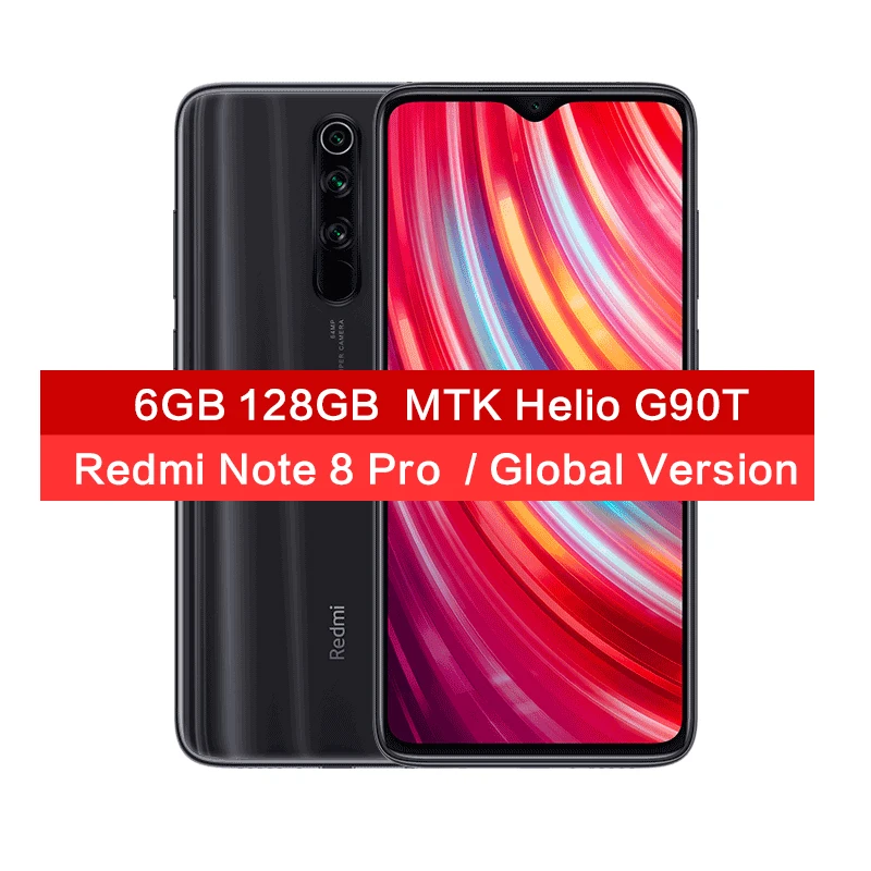 Black 6GB 128GB Глобальная версия Redmi Note 8 Pro, 6 ГБ ОЗУ, 128 Гб ПЗУ, 64 мп, четыре камеры MTK Helio G90T, смартфон 4500 мАч, 18 Вт, QC 3,0, UFS 2,1, NFC - Цвет: Black 6GB 128GB