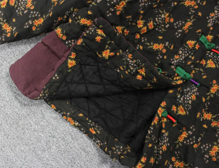 Johnature Cotton Linen Vintage Parkas Vintage Women Coats Button Patchwork Color New Warm Women Cloths Chinese Style Parkas