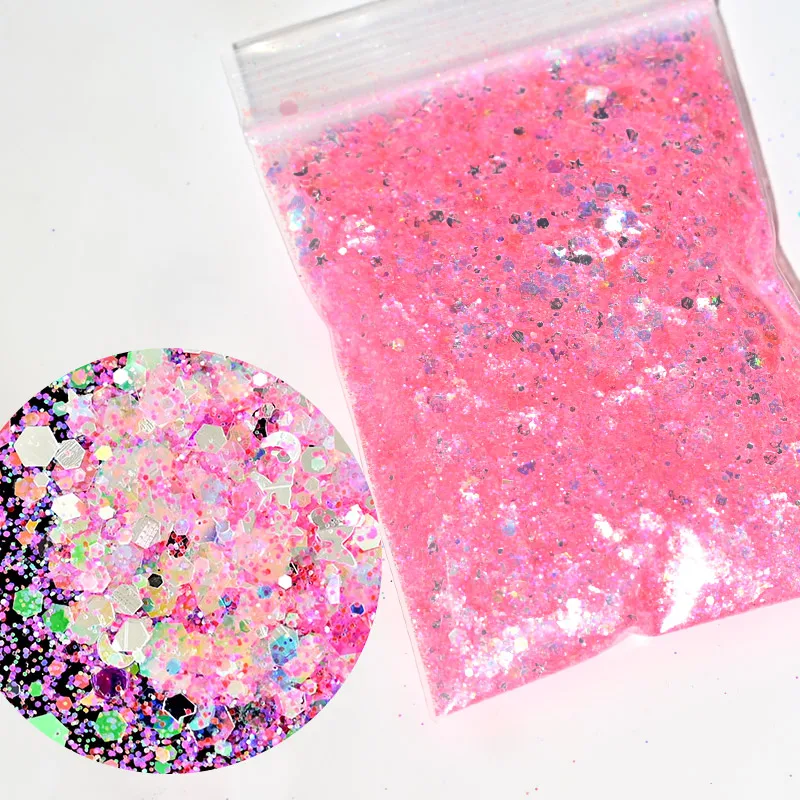 50g/bag 2020 Fine Star/Heart Glitter Mix (Blue & Pink available)  Glitter/ pink glitter mix/ heart glitter/ star glitter,MKR1434