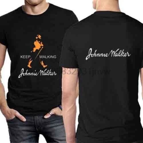 Футболка мужская черная хлопковая двухсторонняя рубашка с виски Johnnie Walker