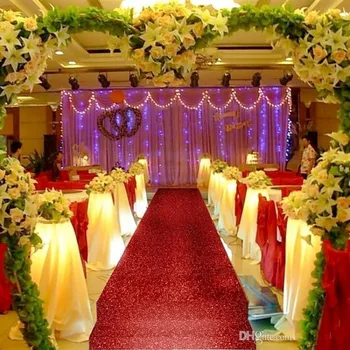 

10 M/roll Shiny Gold sequins Pearlescent Wedding Carpet Fashion Aisle Runner T station Carpet For Party Decoration supplies