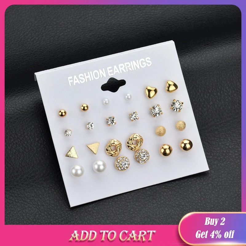 Набор из 12 комплектов в форме сердца, серьги-кольца, серьги-капли для женщин, серьги-гвоздики и подвески, Pendientes de moda#20