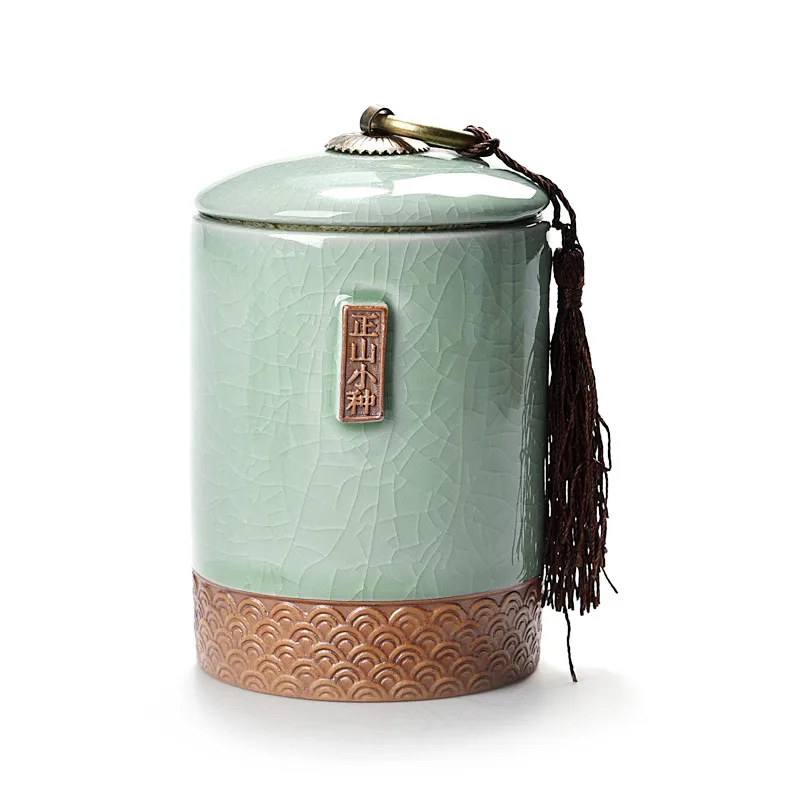 Zsxz Plum Green Популярная Celadon банка для чая с крышкой, баночки для хранения мелких вещей, емкости для конфет, Сушеные Орехи, горшок, фарфоровые банки для еды, банка для печенья, контейнер - Цвет: Zsxz Plum Green