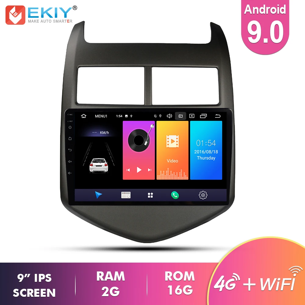 EKIY 9 ''ips Android 9,0 Автомобильный мультимедийный радио для Chevrolet AVEO 2011-2013 Авторадио 2 din Стерео DVD плеер + Navi gps навигация 4G плеер