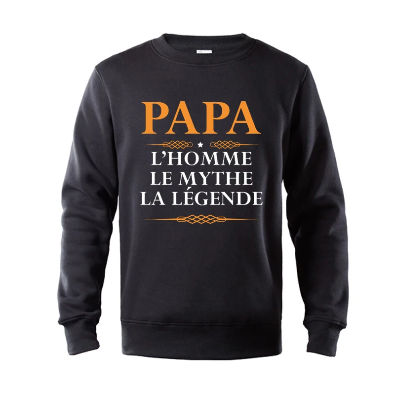 Зимние Модные свитшоты для мужчин PAPA L' HOMME LE MYTHE LA LEGENDE, худи, подарок для папы, хлопковая флисовая толстовка с капюшоном, Толстовка для мужчин