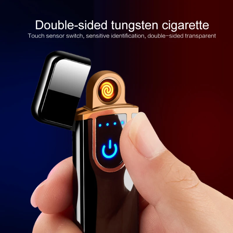 Автоматический Металлический USB Перезаряжаемый ветрозащитный негорящий Зажигалка умный сенсорный экран электронная сигарета зажигалка для мужчин подарок