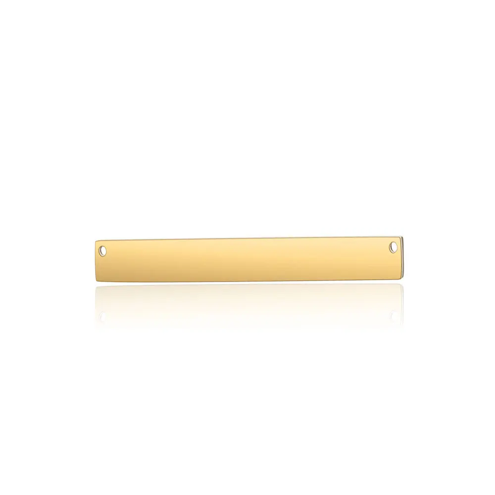Gold 20mm Stainless Steel Mirror Polish Rectangle Pendant 5x15/20/25/30/40mm Blank Bar Two Holes in Side DIY Jewelry Accessories 10pcs - Окраска металла: Gold 20mm