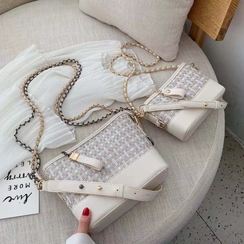 

Brand Women's Knitted Handbag 2020 Party Bag High Quality Women's Chain Shoulder Messenger Bag Fashion Slant Bag Bolsas Mujer