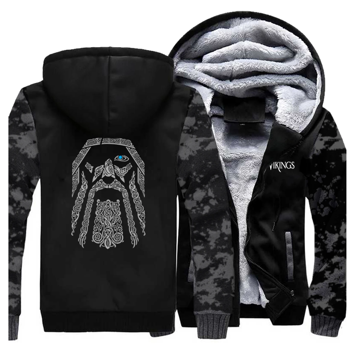 Новая Толстовка Vikings с принтом для мужчин зимняя популярная уличная одежда брендовый костюм Homme хип-хоп Harajuku спортивная одежда плотное пальто