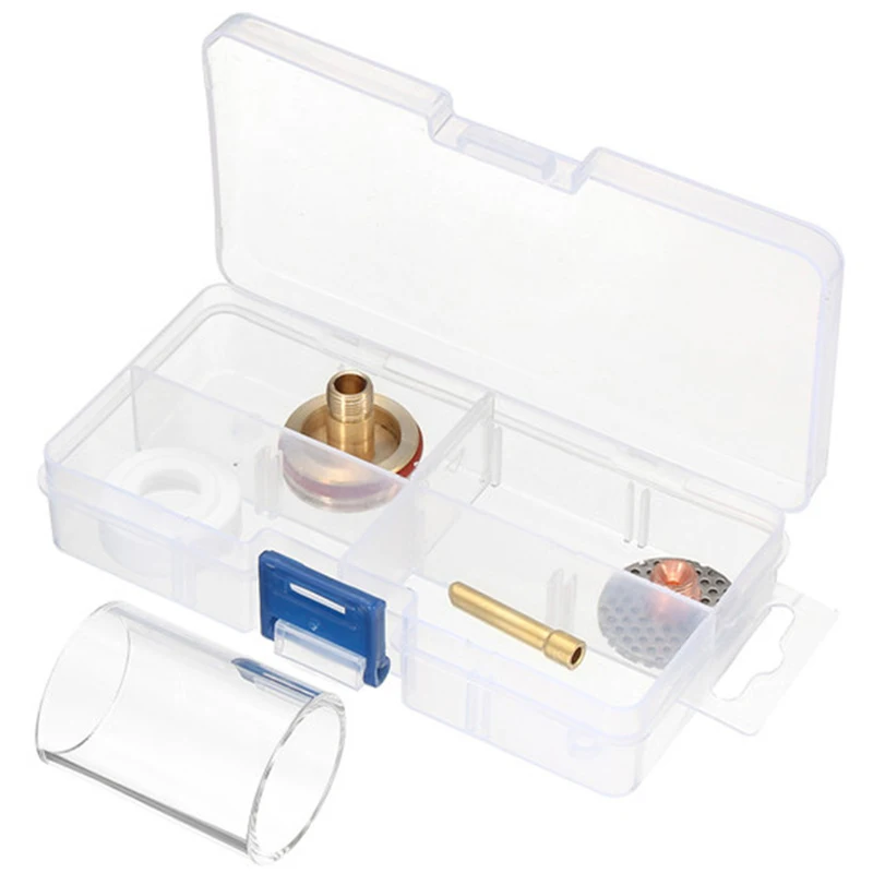 

TOP 5Pcs TIG Welding Torch Glass Cup Champagne Nozzle Kit for WP17/18/26 3/32 Inch 2.4Mm Collet Lens Insulator Set