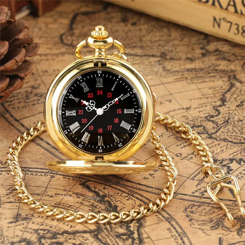 Карманный кварцевый аналог роскошный большой циферблат черный золотой цепи кулон часы для мужчин и женщин reloj bolsillo