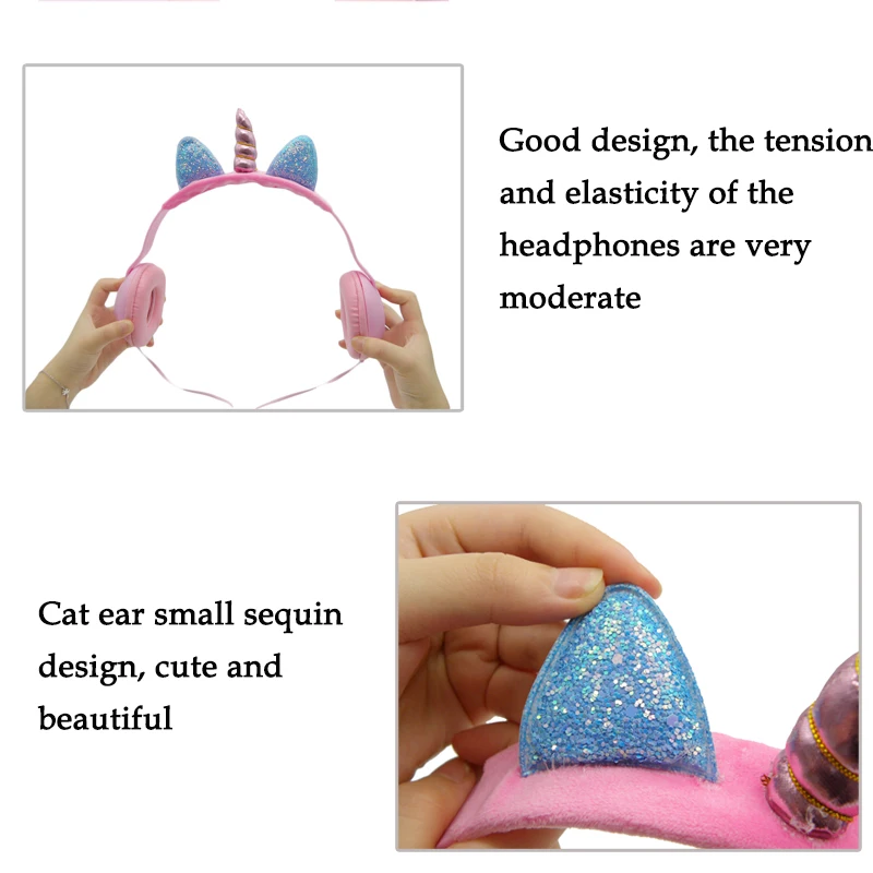 JINSERTA Kids Headphones Unicorns Wired Music Headset with 3 5mm Plug Soft Earmuffs for Smartphone PC Best Gift for Children