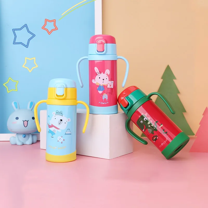 

Korean-style Cute Pet Animal Children Cup Cartoon Fashion Cute Insulated Stainless Steel Bottle a Cup Dual-Use Baby Water Cup
