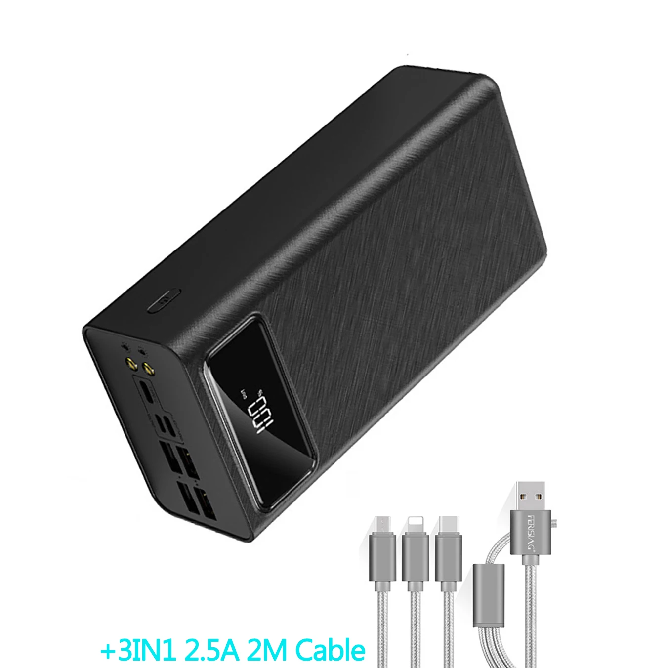 FERISING 50000mAh Power Bank LED Digital Display 4 USB External 50000 mah Pover banks Battery Portable Powerbank for Xiaomi power bank charger