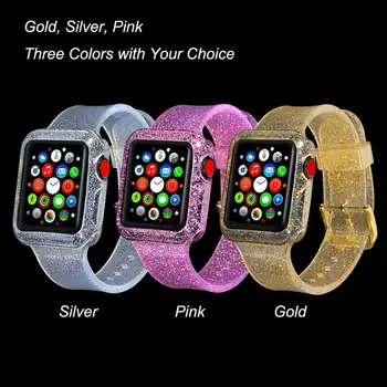 

Sport Soft jelly Silicone Band + Frame for Apple Watch Series 4 3 2 1 Band Replacement Watch Case for Iwatch 38 40 42 44 mm