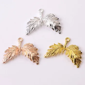 

10 PCS 24*32mm Metal Hair Accessories Bridal Headwear Alloy Leaves Pendant Connectors DIY Accessories For Jewelry Making