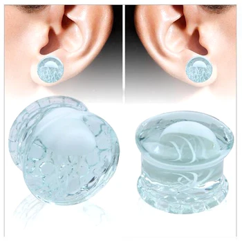

Glass earrings sea jellyfish Earrings popular jewelry Transparent Ear Piercing Plugs Tunnels Simple Styles Jewelry For Unisex