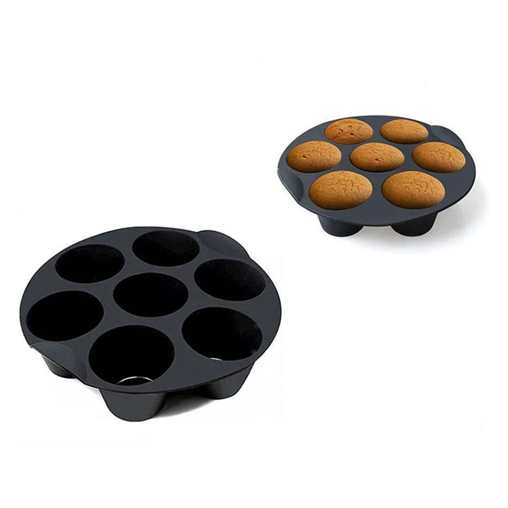 Silicone Air Fryer Molds 7 Cavity Cupcake Cake Muffin Baking Cups Cake