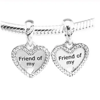 

100% 925 Sterling Silver Charm New Heart Of Friendship Pendant Fit Pandora Women Bracelet & Necklace Diy Jewelry