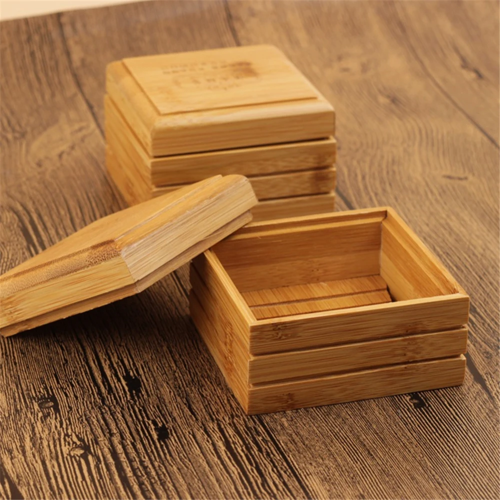 

1pc Natural Bamboo Soap Dish Wooden Soap Tray Holder Storage Soap Rack Plate Box Container for Bathroom