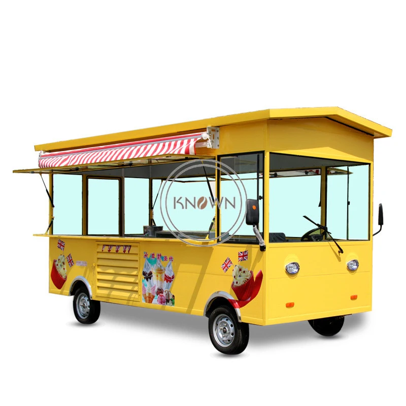 4 Wheels Electric Food Truck Outdoor Street Food Vending Cart Touch