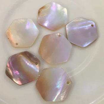 

20MM 30Pcs/Lot Hexagon Natural Brown Pearl Mother Shell Jewelry Beads Jewellery Findings Accessories