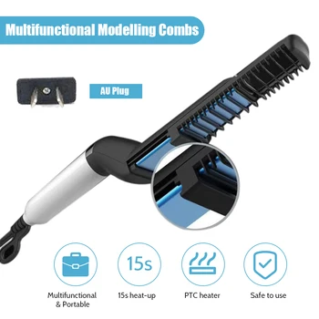 

Multifunctional Hair Beard Straightening Combs Foldable Electric Hair Comb Brush Hair Curler Quick Heated Modelling Comb for Men