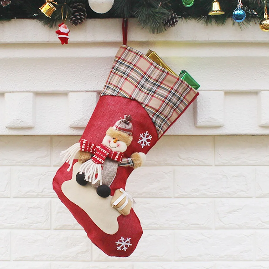 1PC Christmas Gift Socks Cute Ornaments Festival Party Xmas Tree Hanging Decor