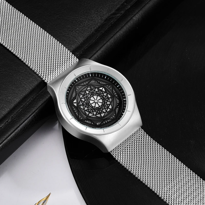 Creative Watch for Men Turntable Dial Men Casual Quartz Wrist Watches Minimalist Male Wristwatch Mens Concept Clock Dropshipping
