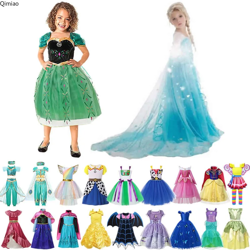 

Summer Princess dress 2021 Girl Elsa Anna Dress Costumes Kid Party Dresses Baby Girl Clothes Unicorn Tianan Belle Arabian Girls