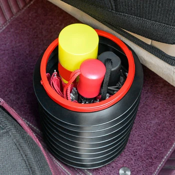 

Hot 4L Black Car Trash Vehicle-mounted Round Container Multifunctional Foldable Trash Bucket Car Accessories Auto Trash Can 2020