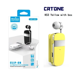 Mini Wireless Bluetooth Headset with Call Reminder and Vibration Clip (K53 Yellow with box)
